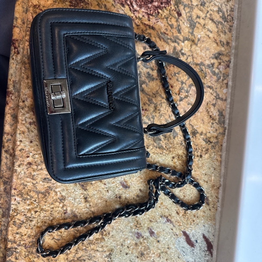Valentino Black Chevron Crossbody Bag